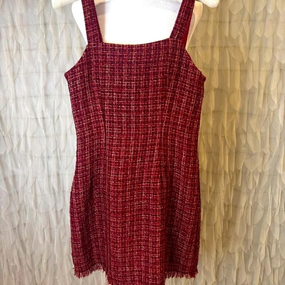 Mi Ami for Francesca’s Burgundy Tweed Button Front Mini Dress | Women's Size XS - Picture 6 of 8